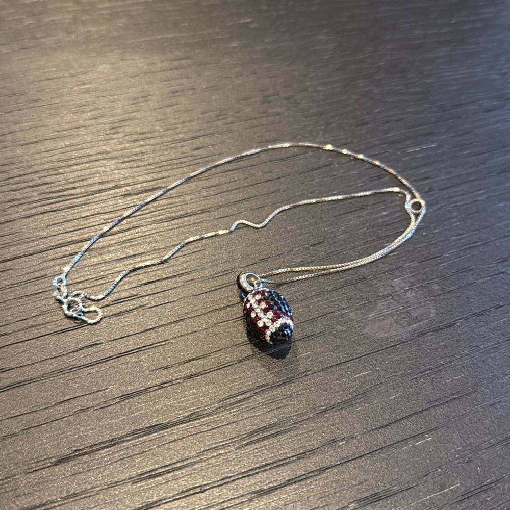 Women’s Faux Crystal Football Necklace w Box